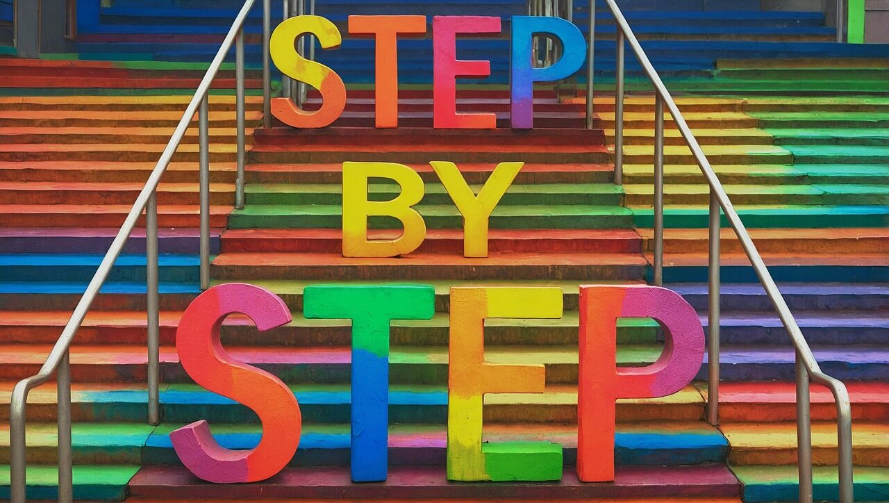 step by step, step, rainbow, stairs, proud, gender, queer, individuality, proudly, gender equality, rainbow colors, background, lgbtq, equality, nature, lesbian